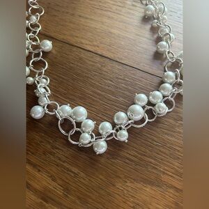 Lia Sophia Silver Pearl Cascade Necklace
